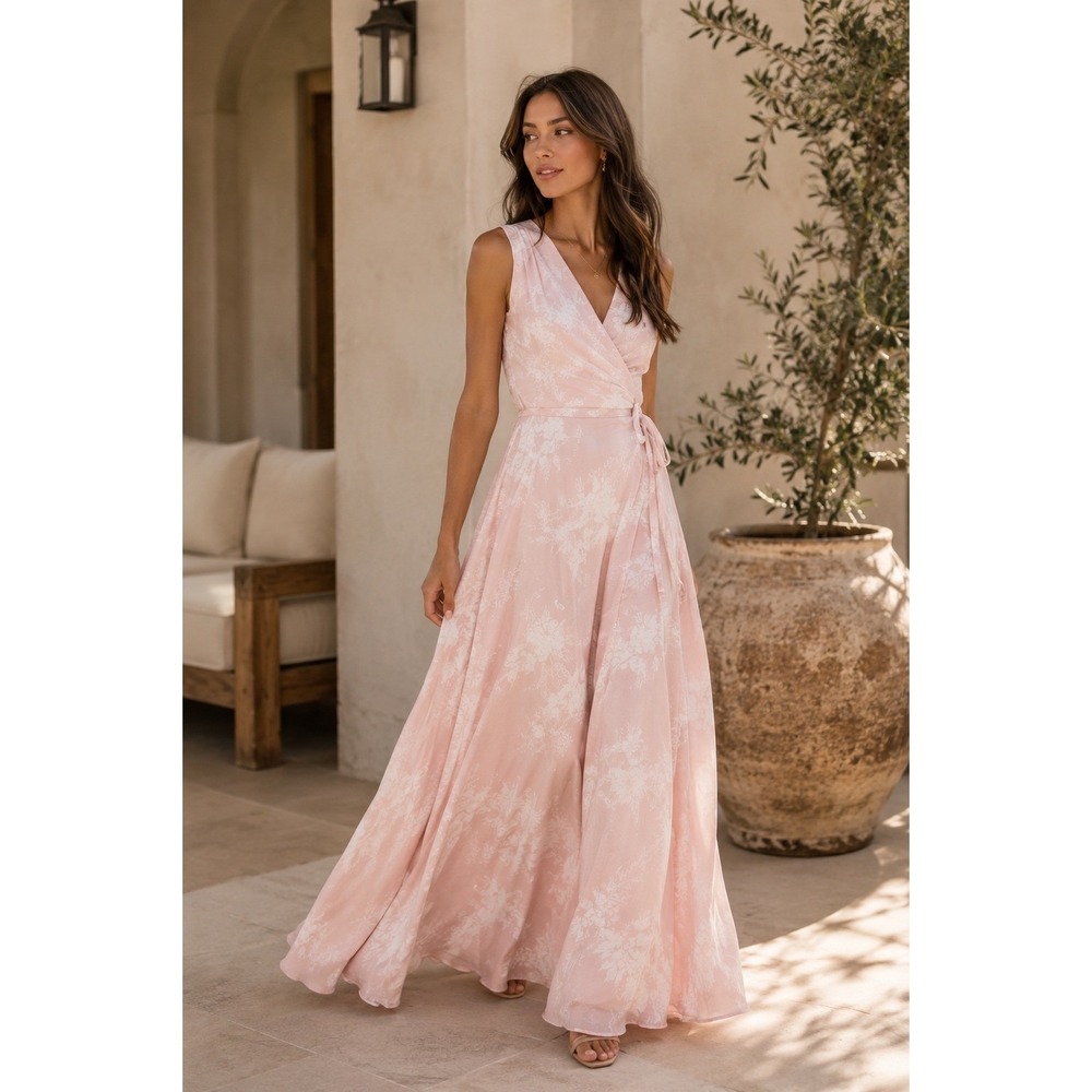 Yumi Kim Bridesmaids SASHAY AWAY BHLDN ANTHROPOLOGIE Pink Floral Maxi Dress M